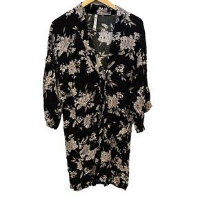 Spiritual Gangster Maya floral Kimono robe Black one size fits all OS
